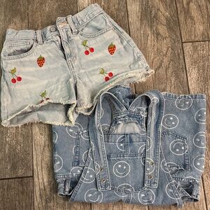 Old Navy Light Blue Denim Shorts with Cherry and Strawberry Embroidery